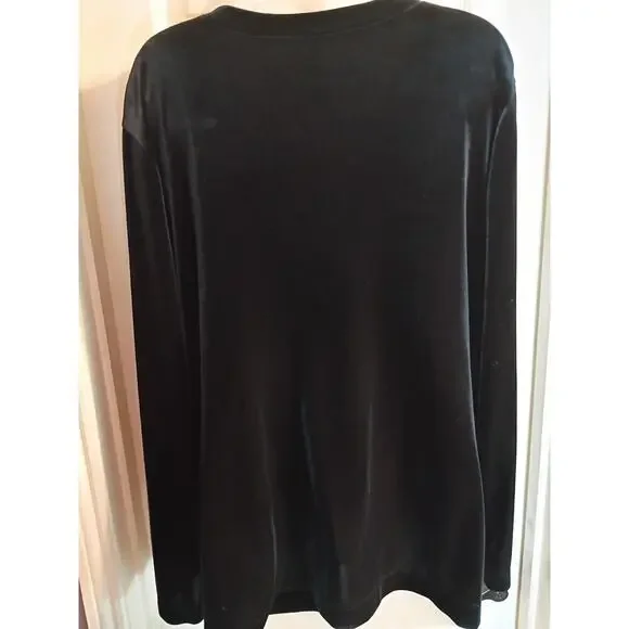 White Stag 1 Pc. Cardigan Looks Like 2pc Black Velvet Sz XL Holiday Festive... - Picture 4 of 9